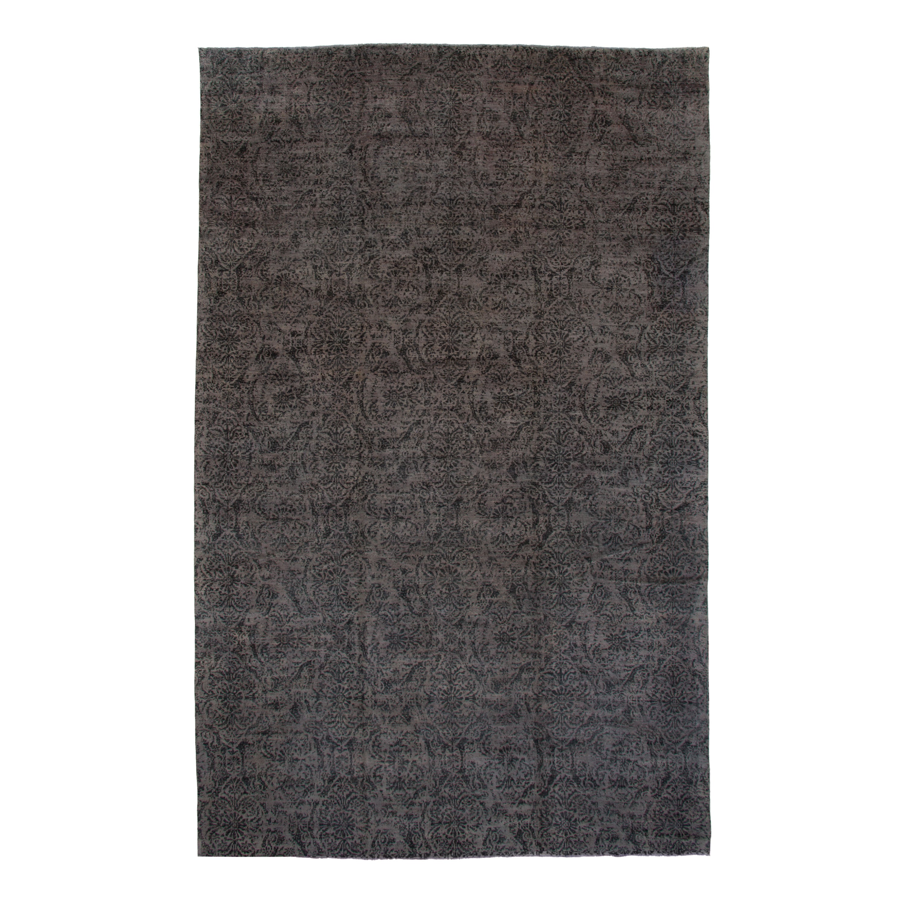 Black Transitional Wool Rug - 13'7" x 28'5"