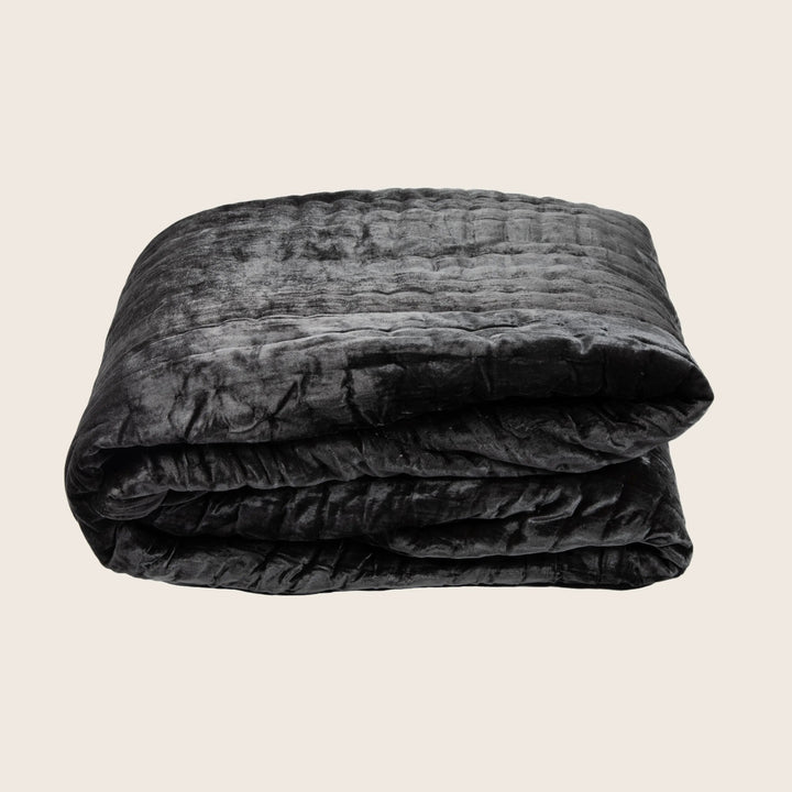 Luminous Velvet Quilt, Charcoal