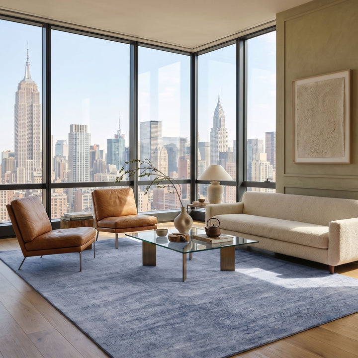 Blue Transitional Wool Blend Rug - 12' x 15'