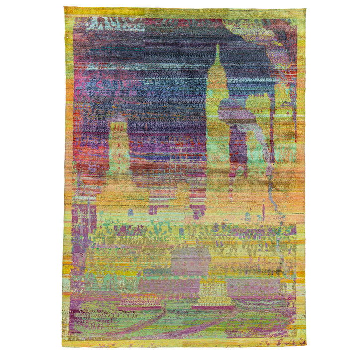 Multicolored Alchemy Modern Silk Rug - 7'7" x 10'11"
