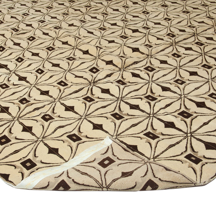 Beige Modern Wool Silk Blend Rug - 12' x 16'
