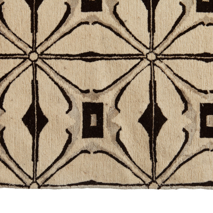Beige Modern Wool Silk Blend Rug - 12' x 16'