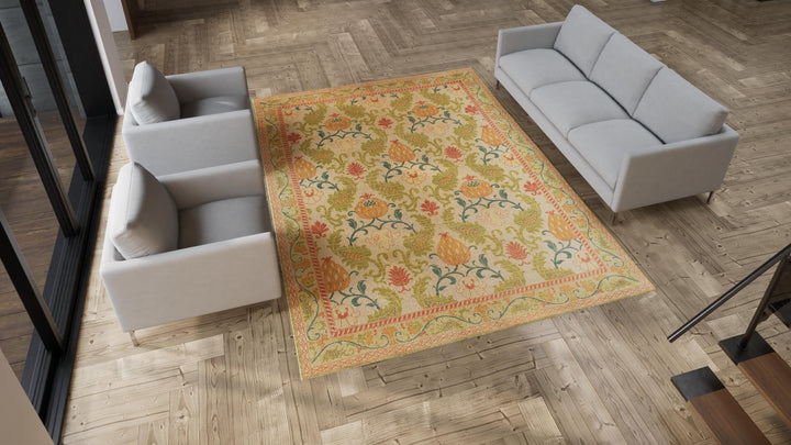 Multicolored Traditional Spanish Vintage Wool Rug - 8' x 10'8"