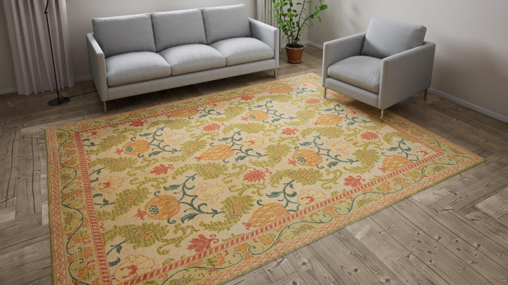 Multicolored Traditional Spanish Vintage Wool Rug - 8' x 10'8"