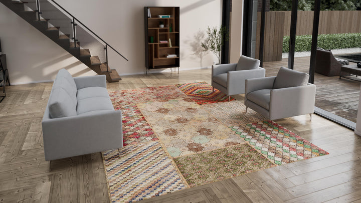 Multi Patchwork Wool Rug - 10' x 13'5"