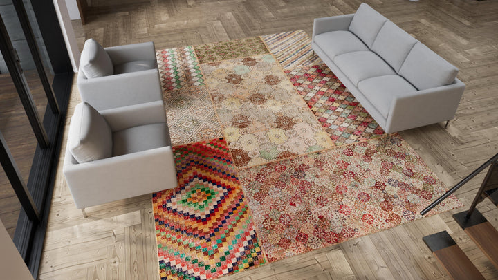 Multi Patchwork Wool Rug - 10' x 13'5"