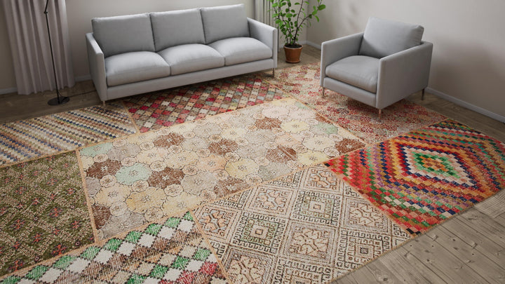 Multi Patchwork Wool Rug - 10' x 13'5"