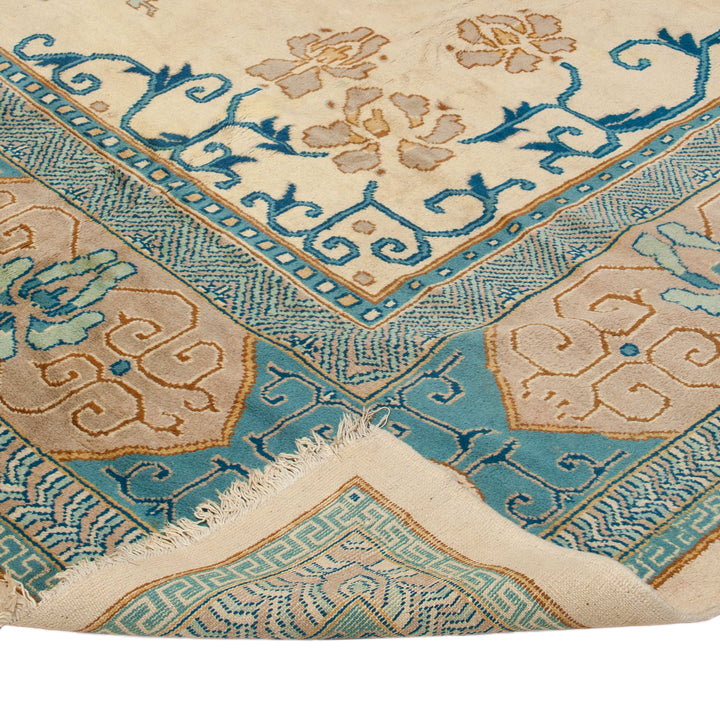 Blue Art Deco Vintage Traditional Wool Rug - 14'1" x 19'6"