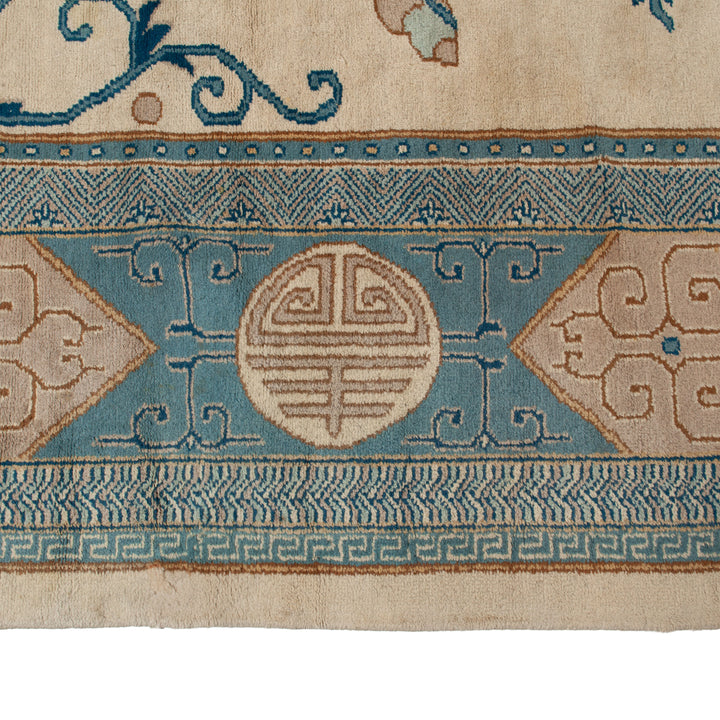 Blue Art Deco Vintage Traditional Wool Rug - 14'1" x 19'6"