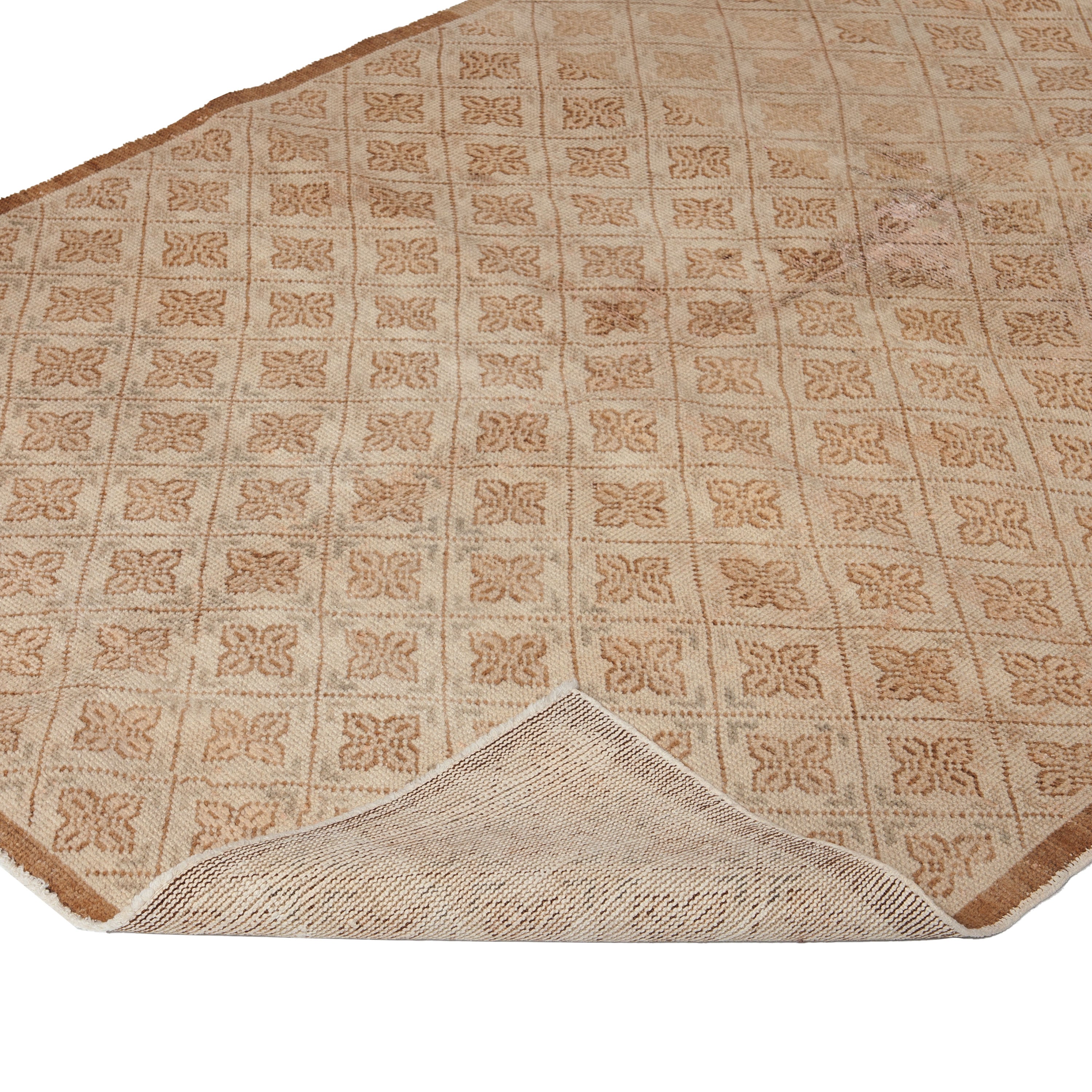 Beige Vintage Traditional Wool Rug - 4'7" x 8'6" Default Title