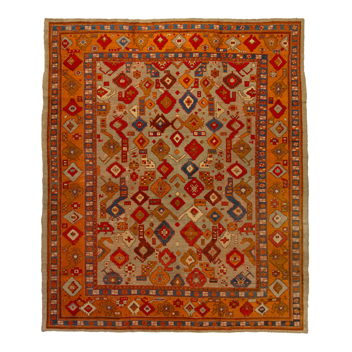 Orange Vintage Traditional Wool Rug - 11'10" x 13'3"