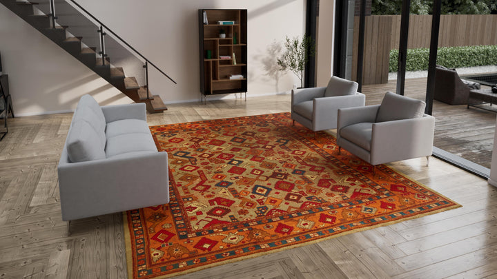 Orange Antique Turkish Oushak Rug - 11'10" x 13'3"