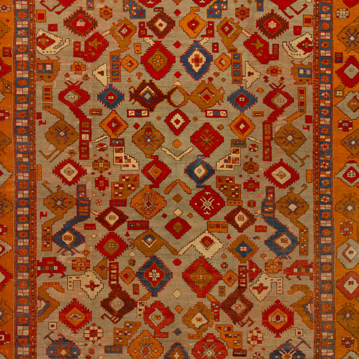 Orange Vintage Traditional Wool Rug - 11'10" x 13'3"