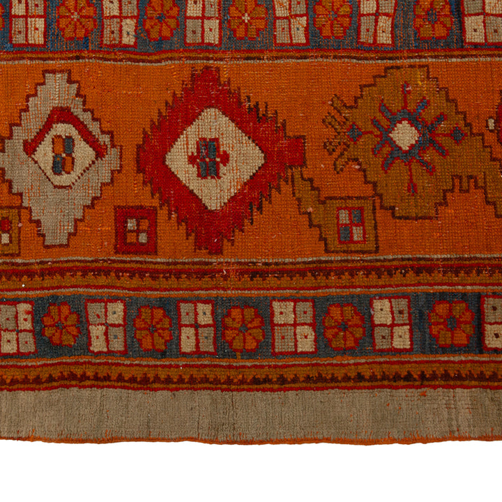 Orange Vintage Traditional Wool Rug - 11'10" x 13'3"