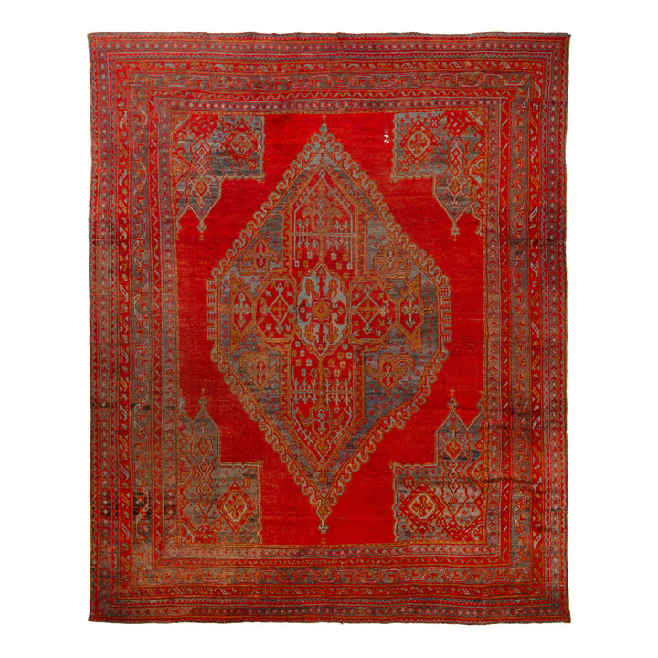 Red Vintage Traditional Anatolian Wool Rug - 13'6" x 16'2"