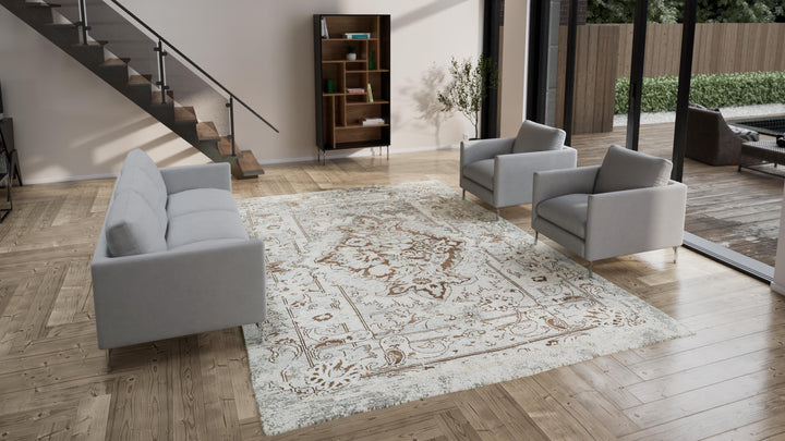 Beige Traditional Wool Rug - 9'2" x 13'2"