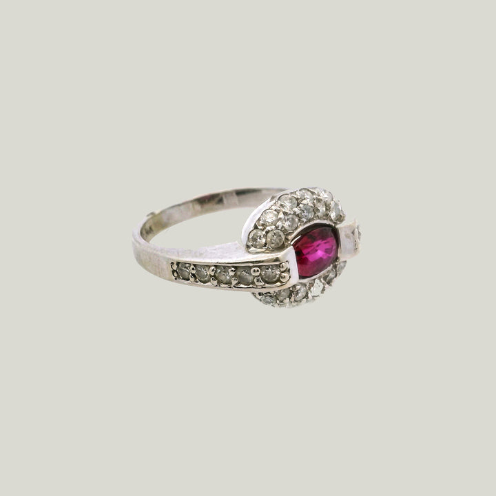 Vintage 14K White Gold 0.64 ct. Ruby and Diamond Ring