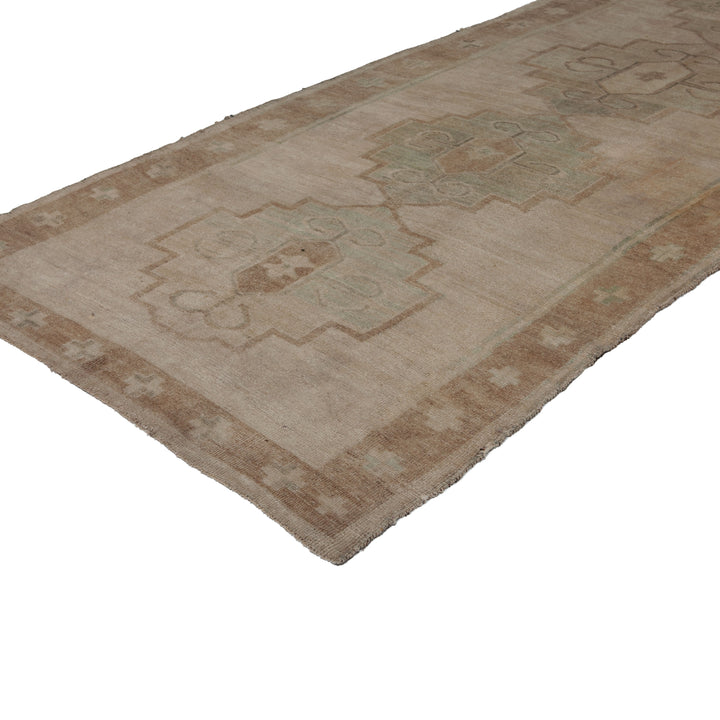 Beige Vintage Traditional Wool Rug - 5'2" x 15'6" Default Title