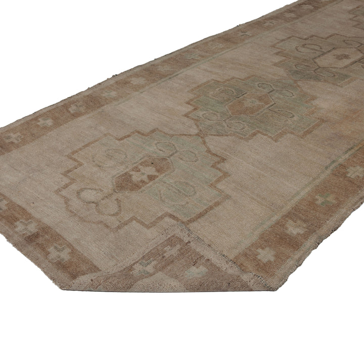 Beige Vintage Traditional Wool Rug - 5'2" x 15'6" Default Title