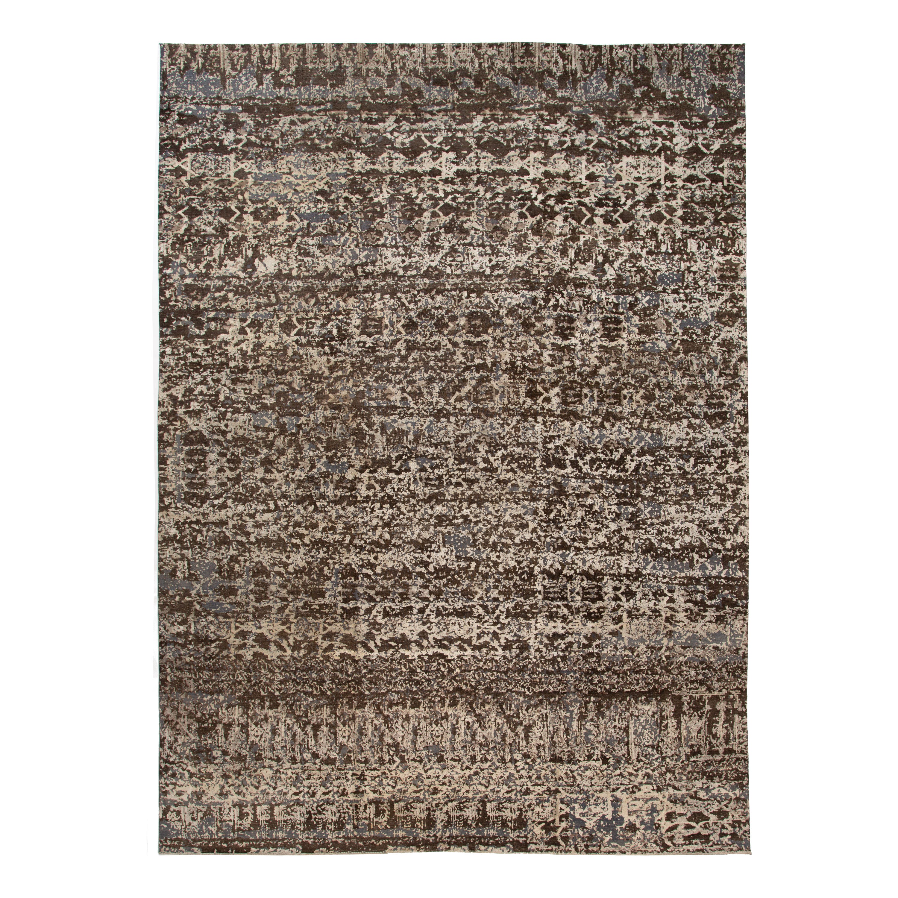 Brown Modern Wool Rug - 13' x 18'