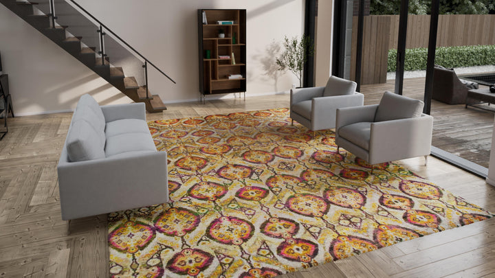 Orange Alchemy & Gold Transitional Wool Silk Blend Rug - 12'11" x 15'11"