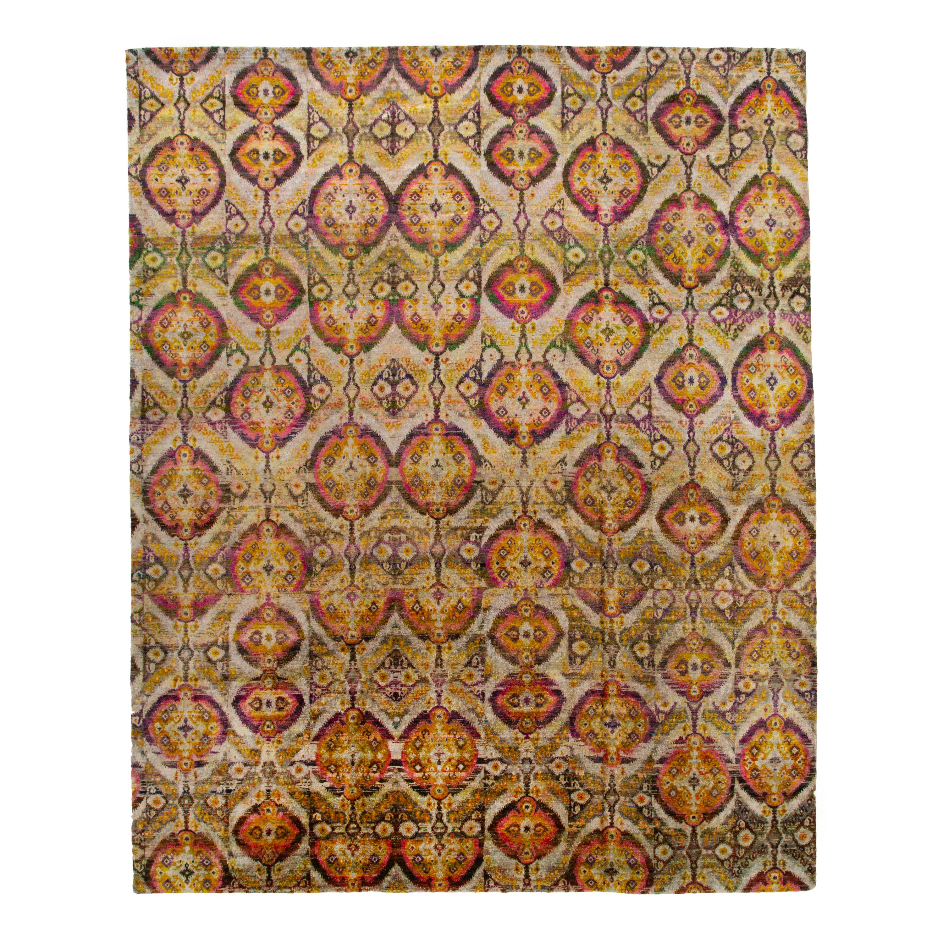 Multicolored Transitional Wool Silk Blend Rug - 12'11" x 15'11"