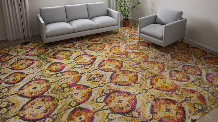 Orange Alchemy & Gold Transitional Wool Silk Blend Rug - 12'11" x 15'11"