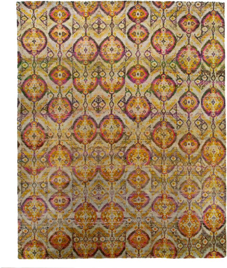 Orange & Gold Transitional Wool Silk Blend Rug - 12'11