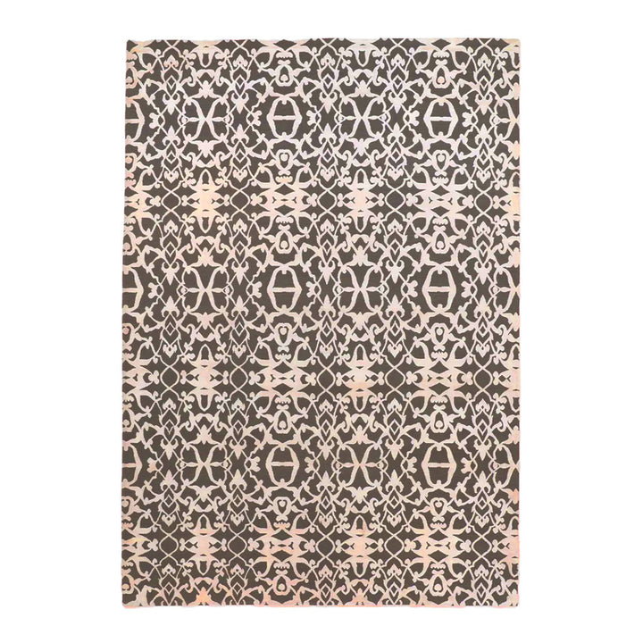 Brown & Cream Modern Tibetan Linen Rug - 10' x 14'