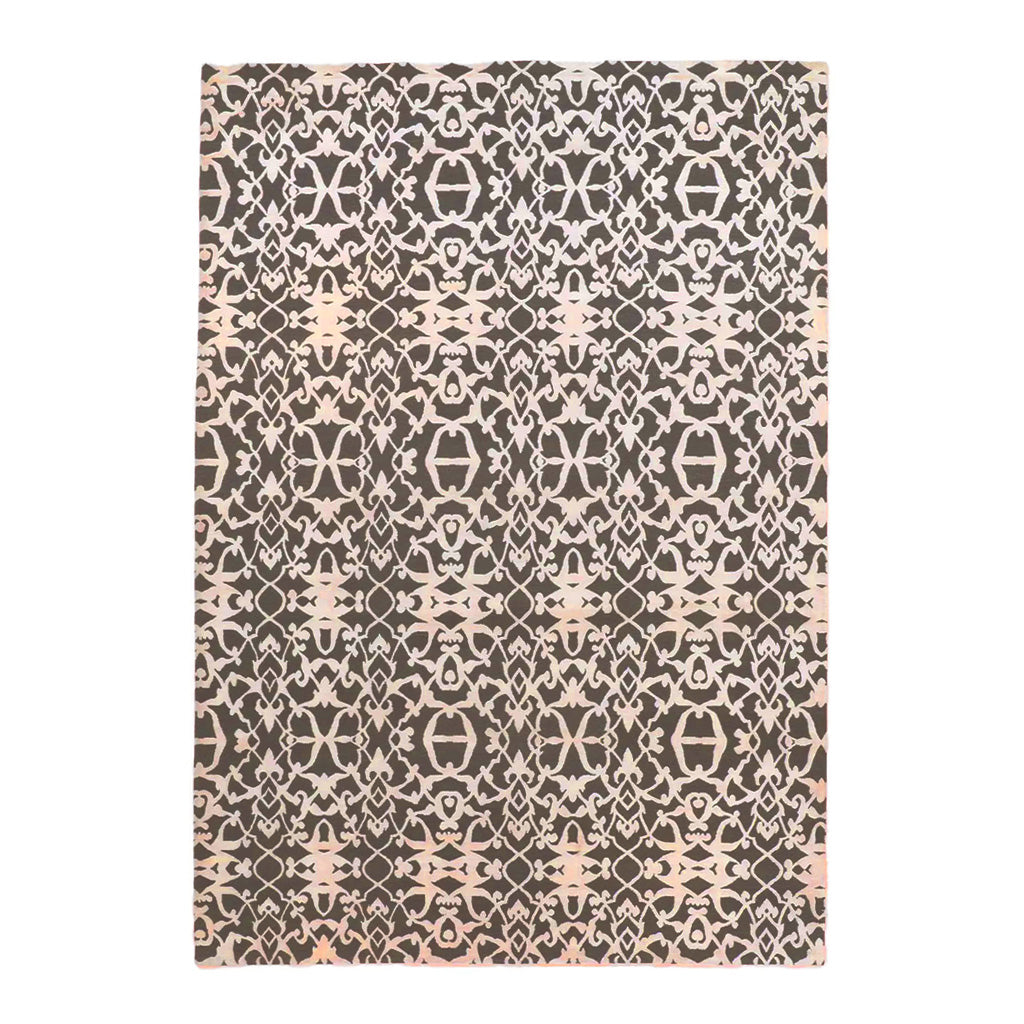 Brown & Cream Modern Tibetan Linen Rug - 10' x 14'