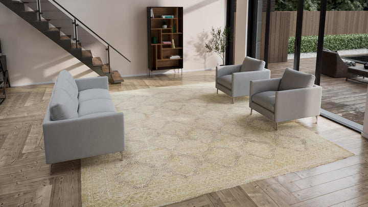 Beige Traditional Wool Rug - 12' x 14'7"