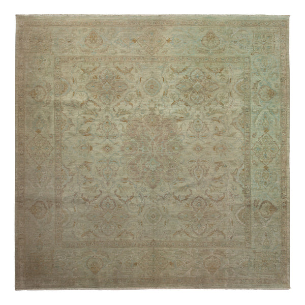 Grey Traditional Wool Silk Blend Rug - 9'1" x 9'2" Default Title