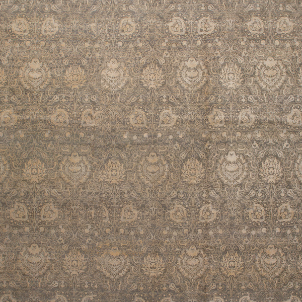 Grey and Cream Transitional Wool Rug - 12' x 14'11"