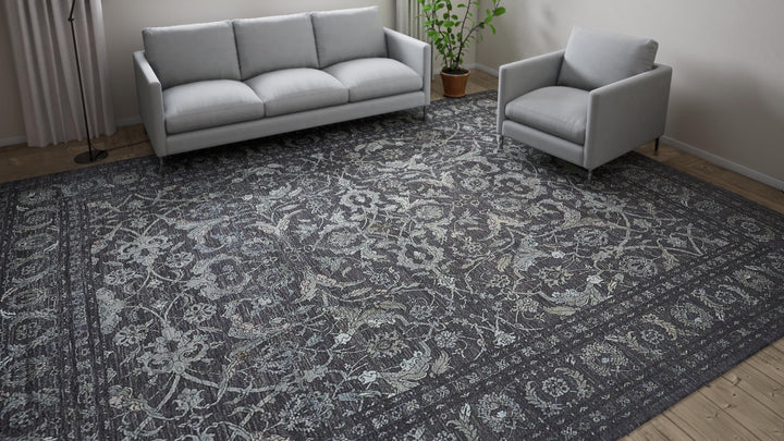 Grey Traditional Wool Rug - 11'1" x 14'1"