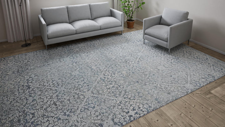 Blue Transitional Wool Rug - 9'8" x 14'04"