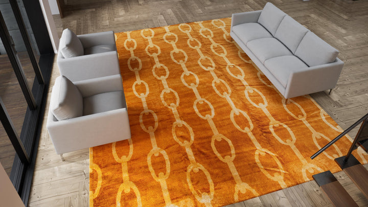 Orange Transitional Wool Rug - 12' x 15'