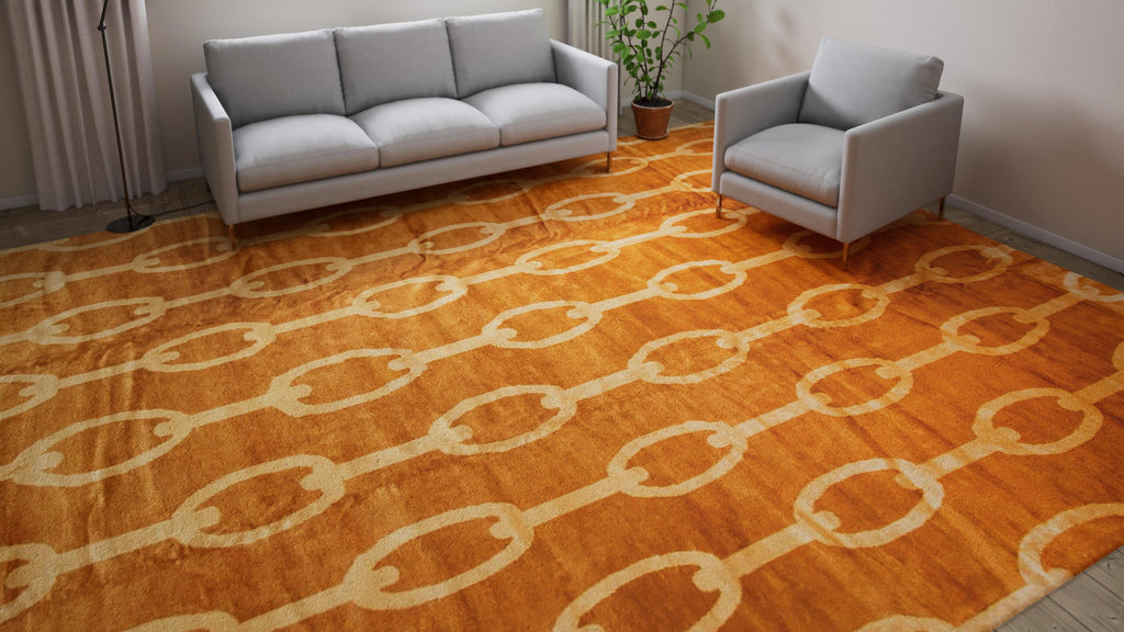 Orange Transitional Wool Rug - 12' x 15'