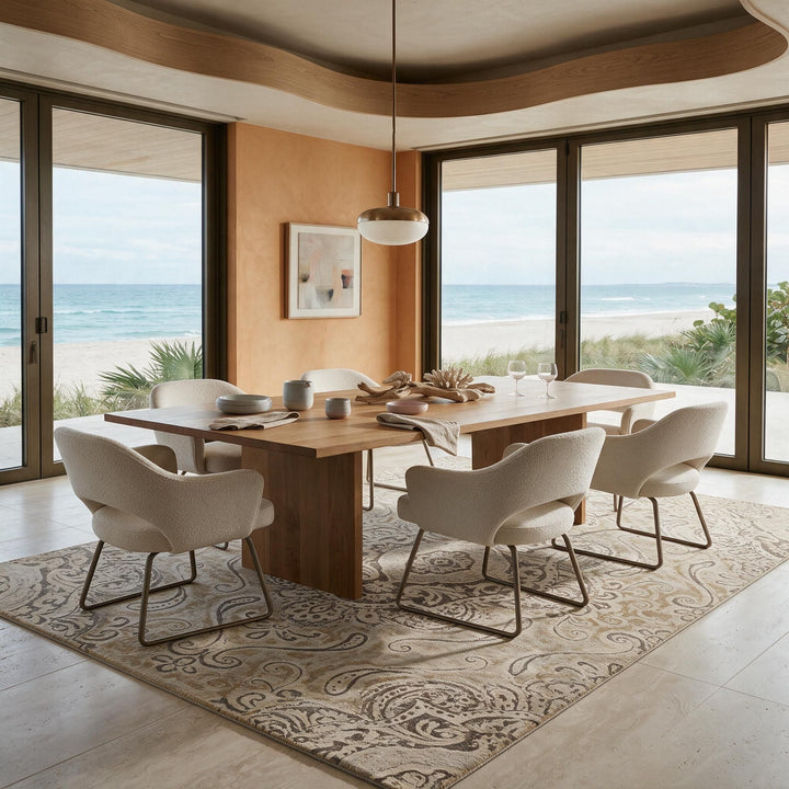 Beige Transitional Wool Rug - 8' x 9'11"