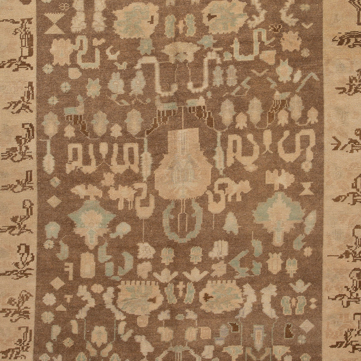 Brown Vintage Traditional Wool Rug - 4'9" x 8'6"