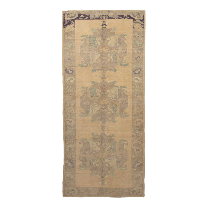 Beige Vintage Traditional Wool Rug - 5'1" x 12'3" Default Title