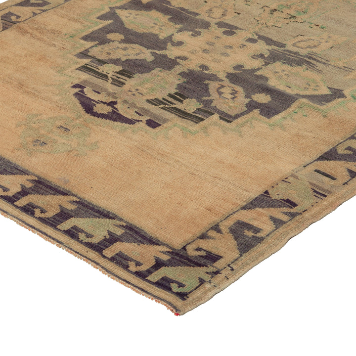 Beige Vintage Traditional Anatolian Wool Rug - 4'7" x 12'3"
