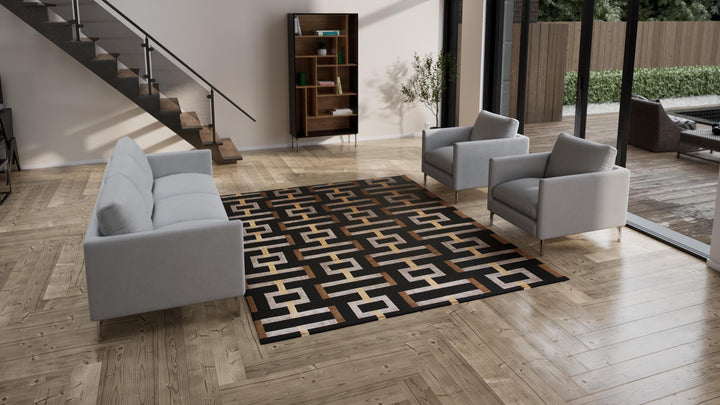 Brown Modern Wool Rug - 8' x 10'