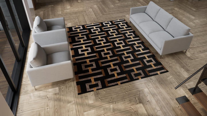 Brown Modern Wool Rug - 8' x 10'