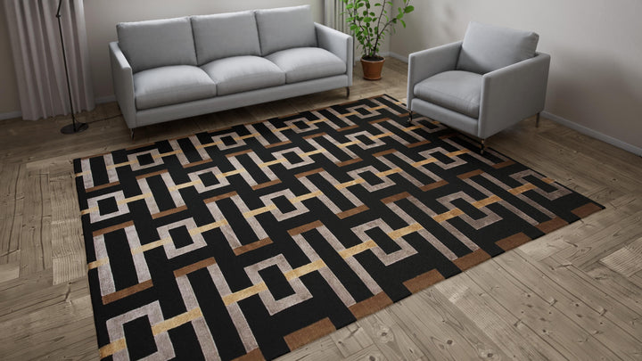Brown Modern Wool Rug - 8' x 10'