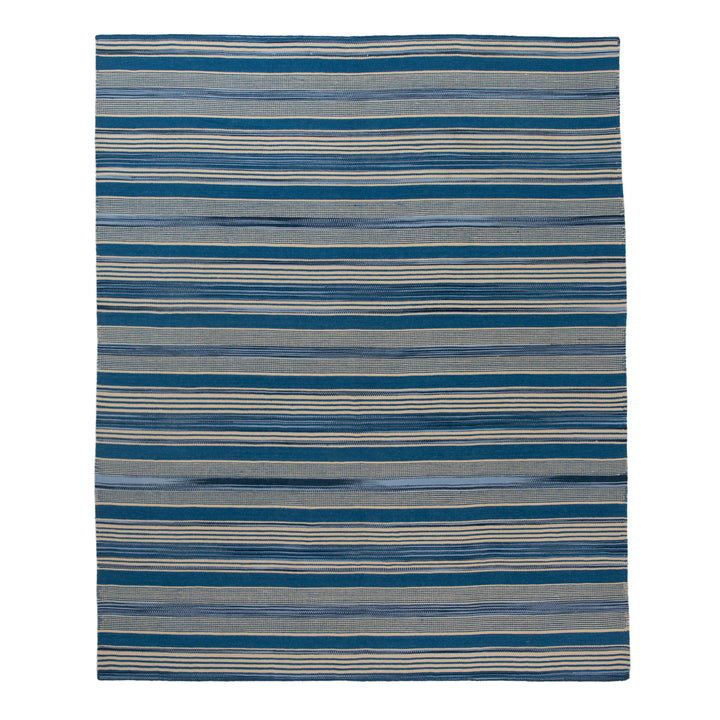 Blue Flatweave Wool Rug - 8' x 10'
