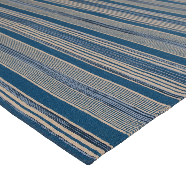 Blue Flatweave Wool Rug - 8' x 10'