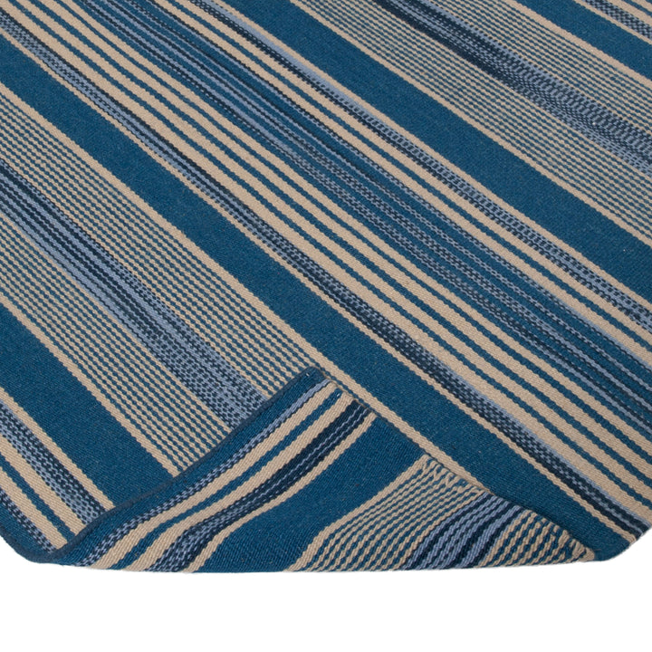 Blue Flatweave Wool Rug - 8' x 10'