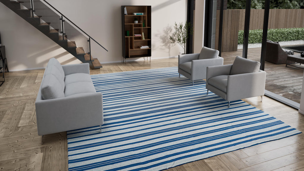 Blue Flatweave Wool Rug - 12' x 15'