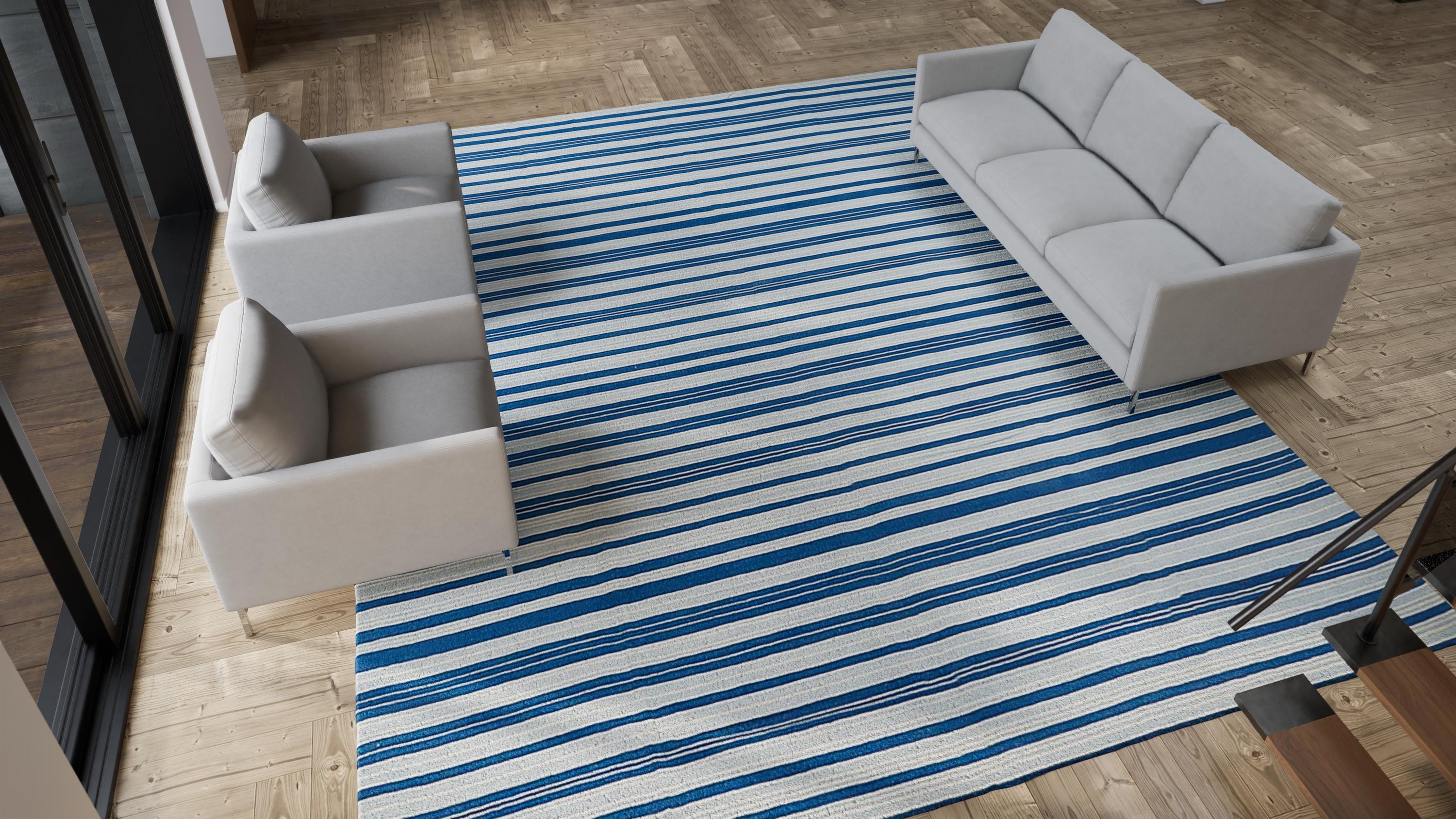 Blue Flatweave Wool Rug - 12' x 15'