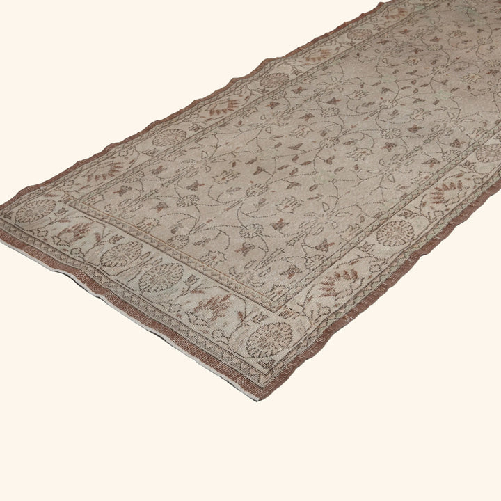 Beige Vintage Traditional Wool Runner - 4' x 17'7" Default Title